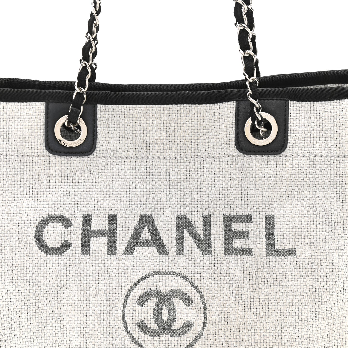 Woven Straw Raffia Small Deauville Tote Grey