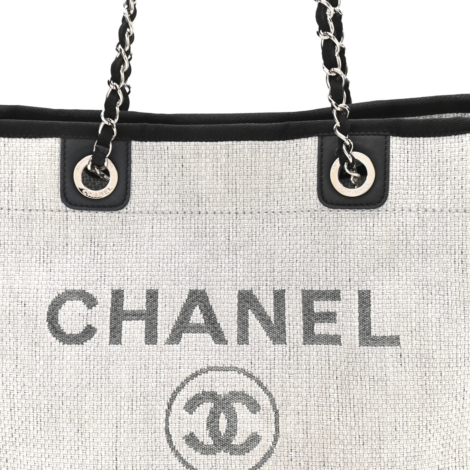 Chanel Woven Straw Raffia Small Deauville Tote Grey 8 of 11