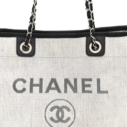 Chanel Woven Straw Raffia Small Deauville Tote Grey 8 of 11