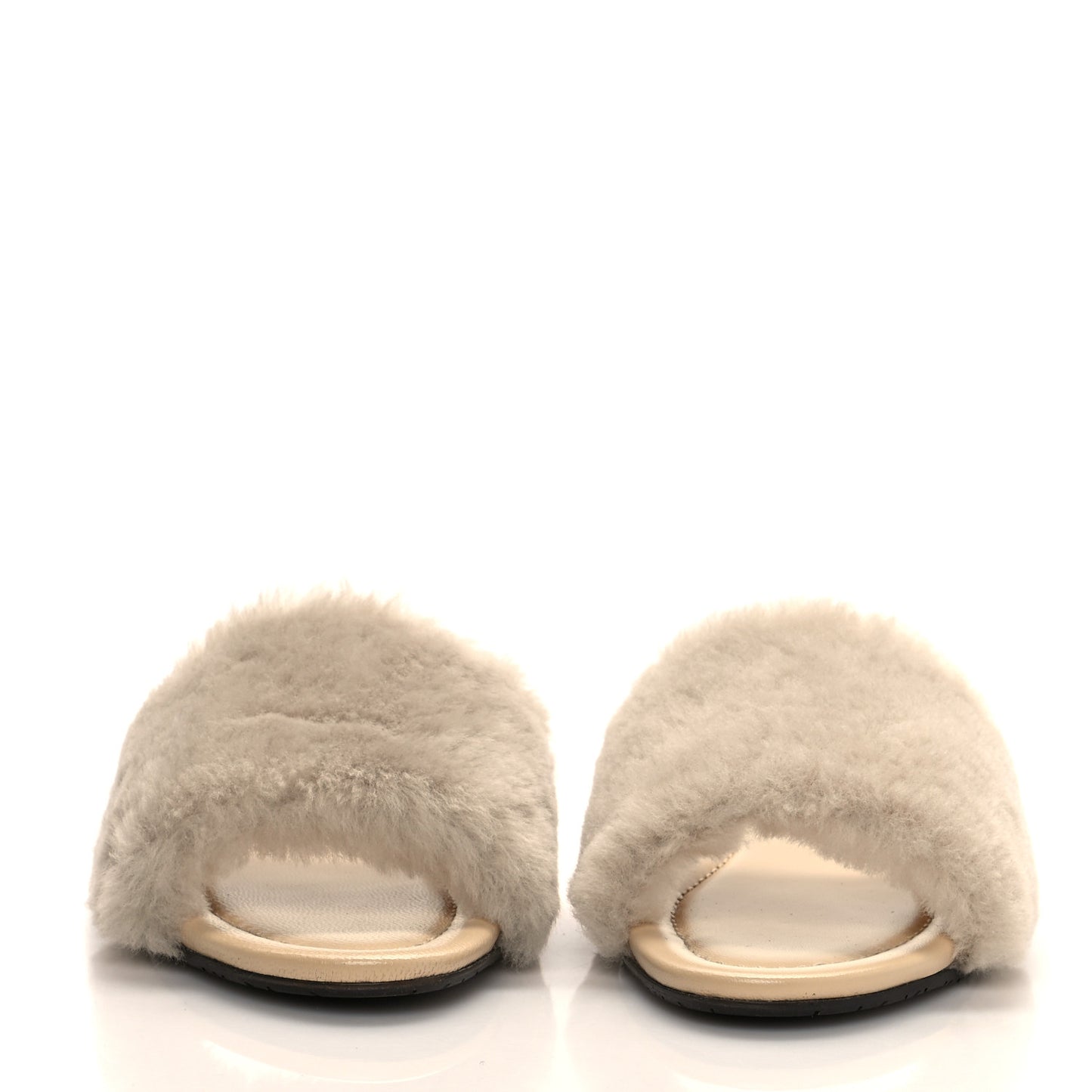 Shearling Flat Slide Sandals 37 Beige