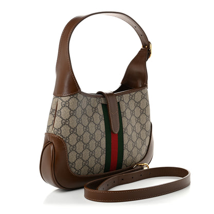 Gucci GG Supreme Monogram Azalea Calfskin Web Small Jackie 1961 Hobo Beige Ebony Brown Sugar 2 of 10