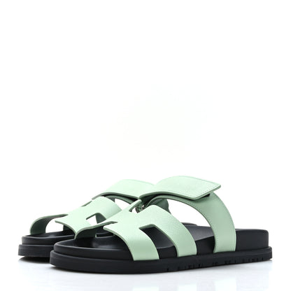 Hermes Epsom Womens Chypre Sandals 36.5 Vert Jade 3 of 9