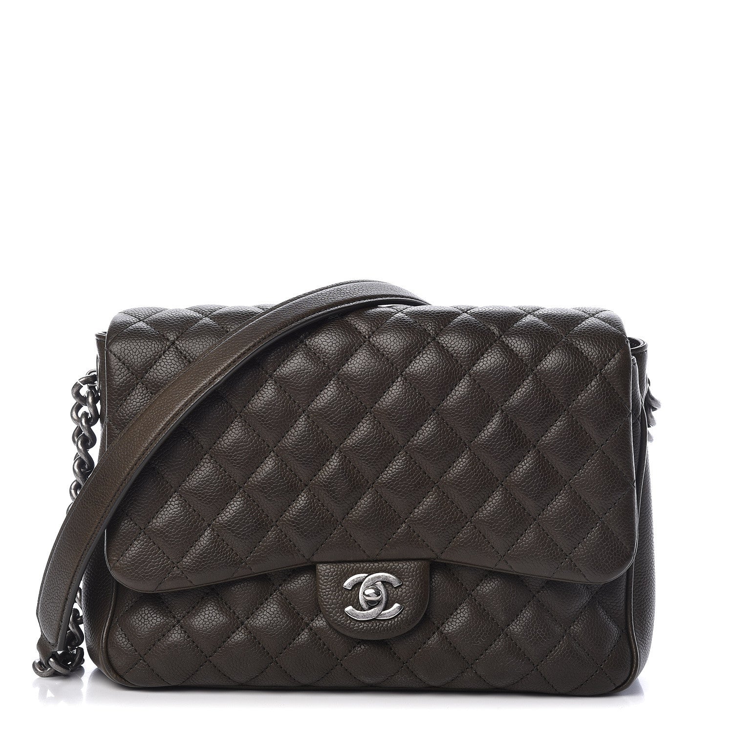 Chanel Caviar Quilted Medium Rock In Rome Single Flap Khaki 1 of 12