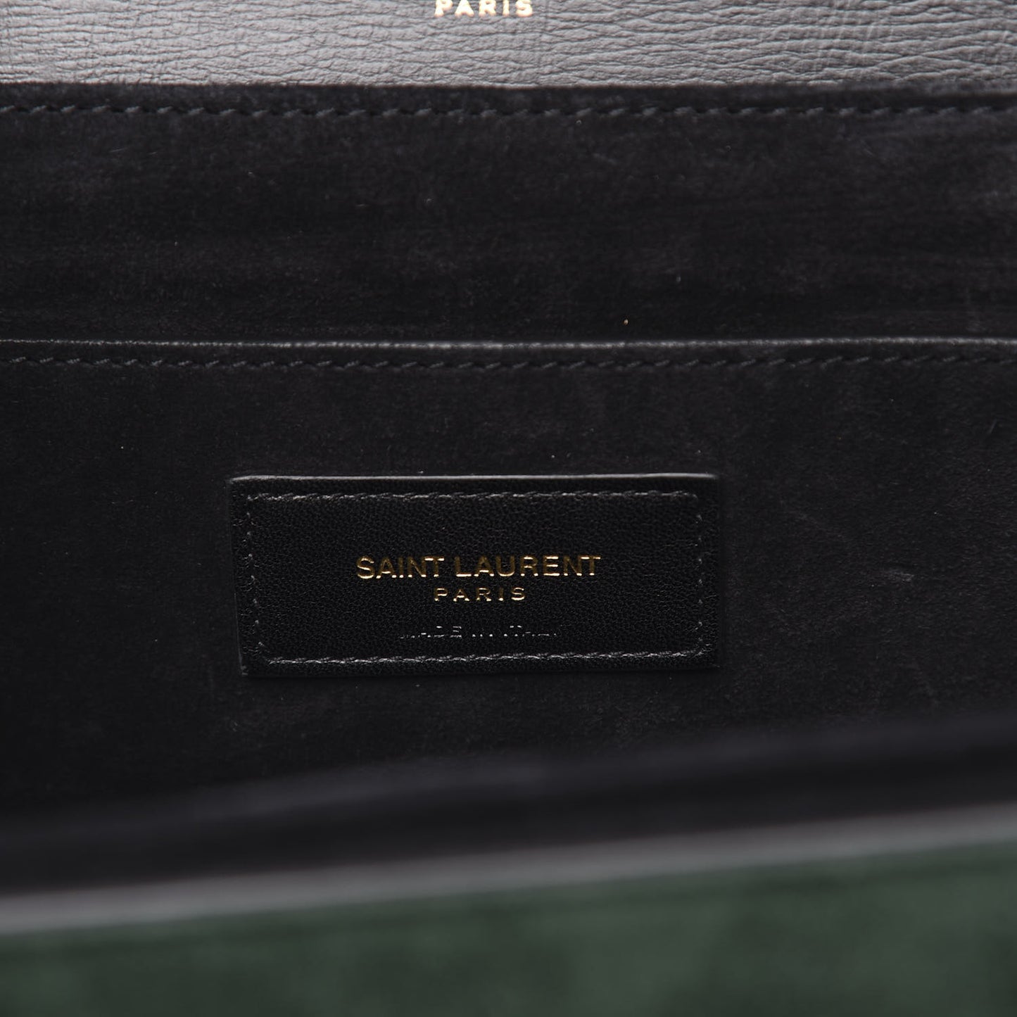 Smooth Calfskin Suede Medium Bellechasse Black Dark Green