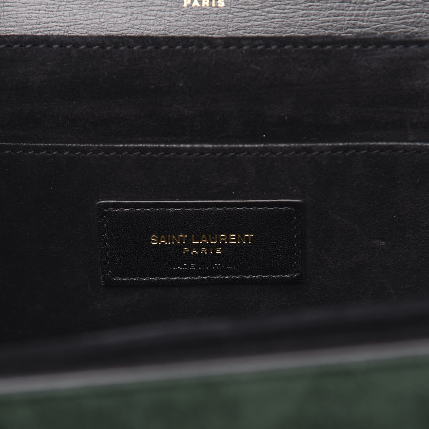 Saint Laurent Smooth Calfskin Suede Medium Bellechasse Black Dark Green 7 of 9