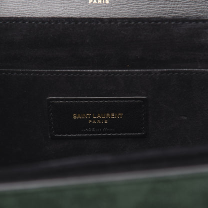 Saint Laurent Smooth Calfskin Suede Medium Bellechasse Black Dark Green 7 of 9