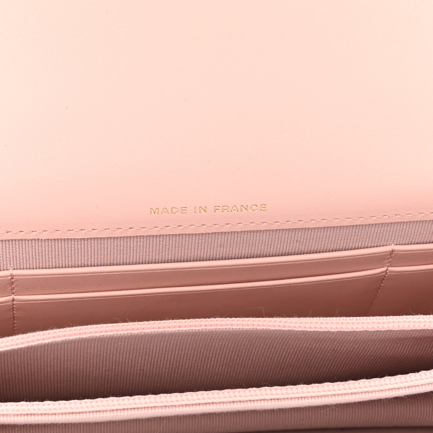 Shiny Caviar Quilted Flap Charm Wallet On Chain WOC Light Pink