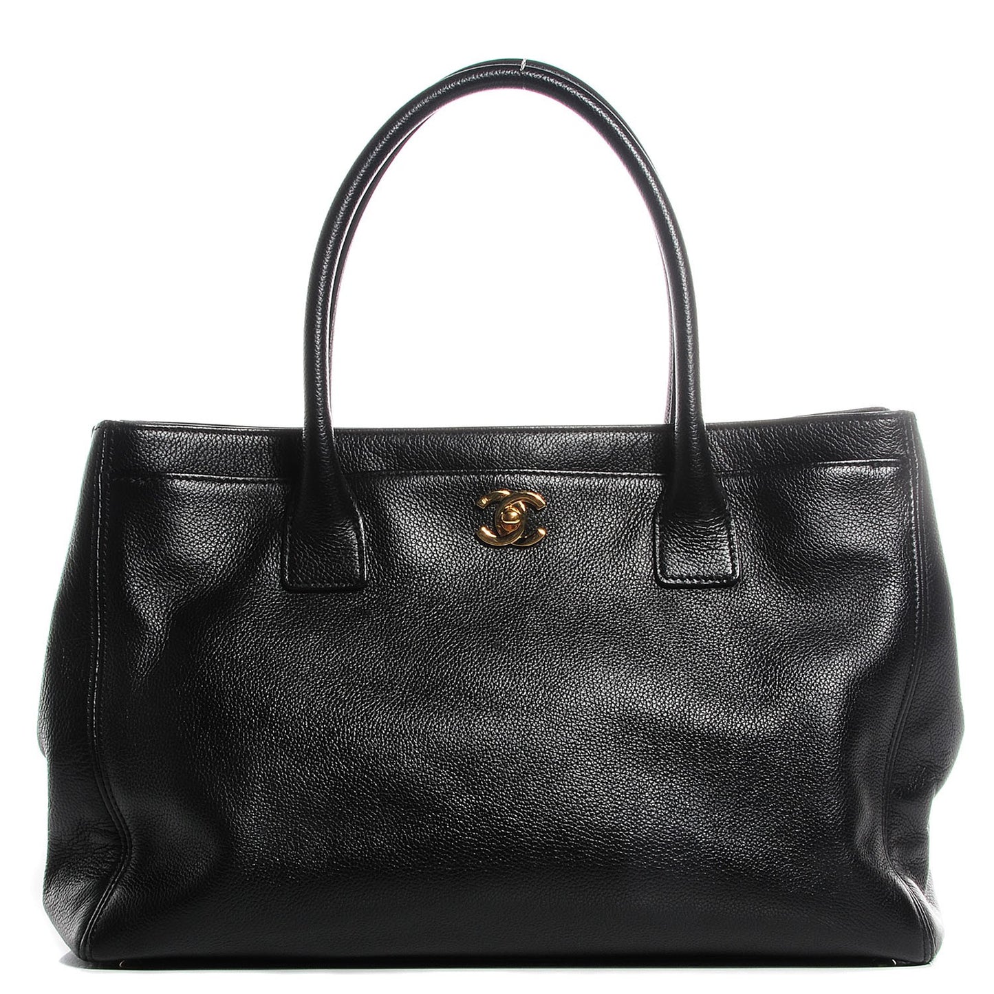 Calfskin Cerf Executive Shopper Tote Black