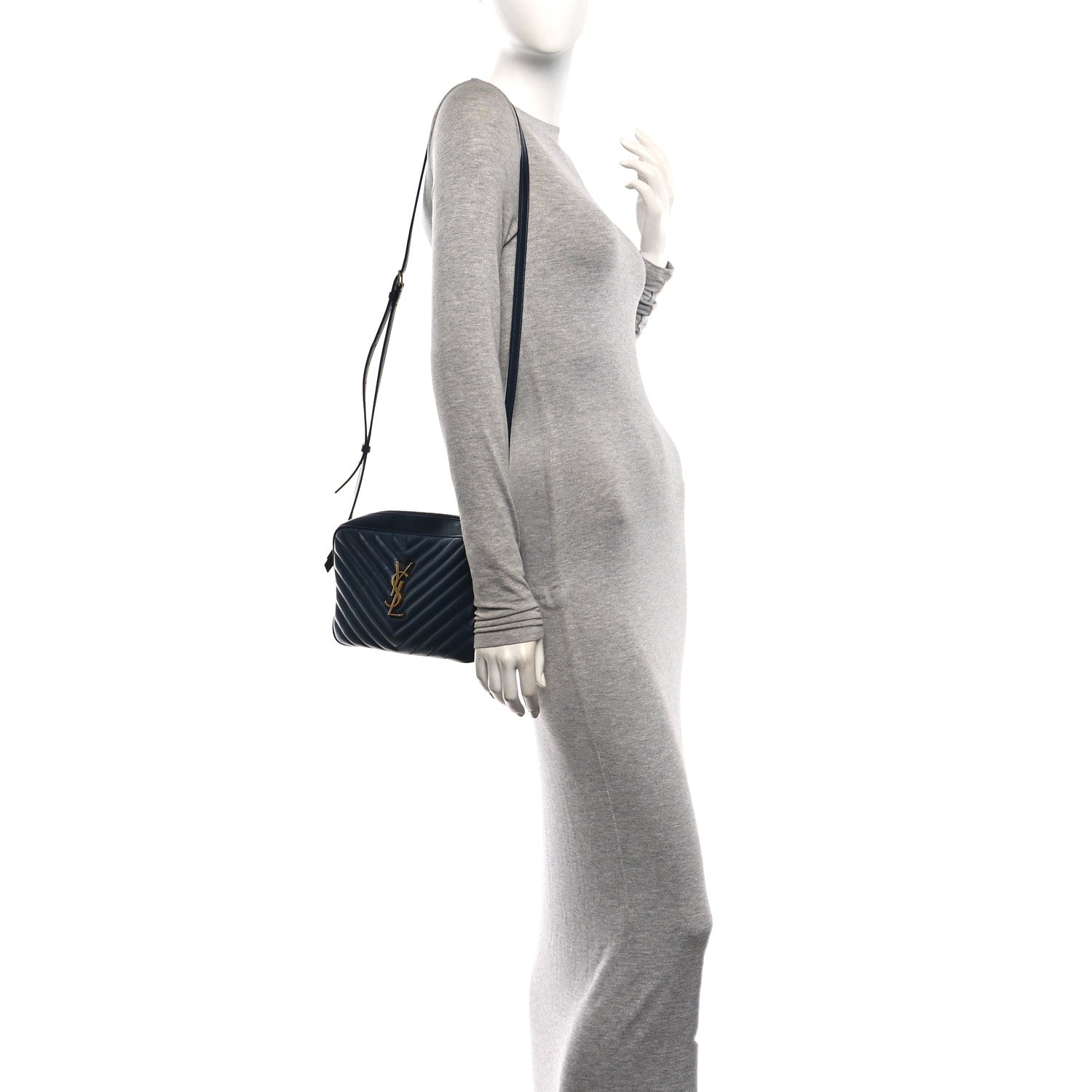 Saint Laurent Calfskin Matelasse Monogram Lou Camera Bag Deep Marine 2 of 10
