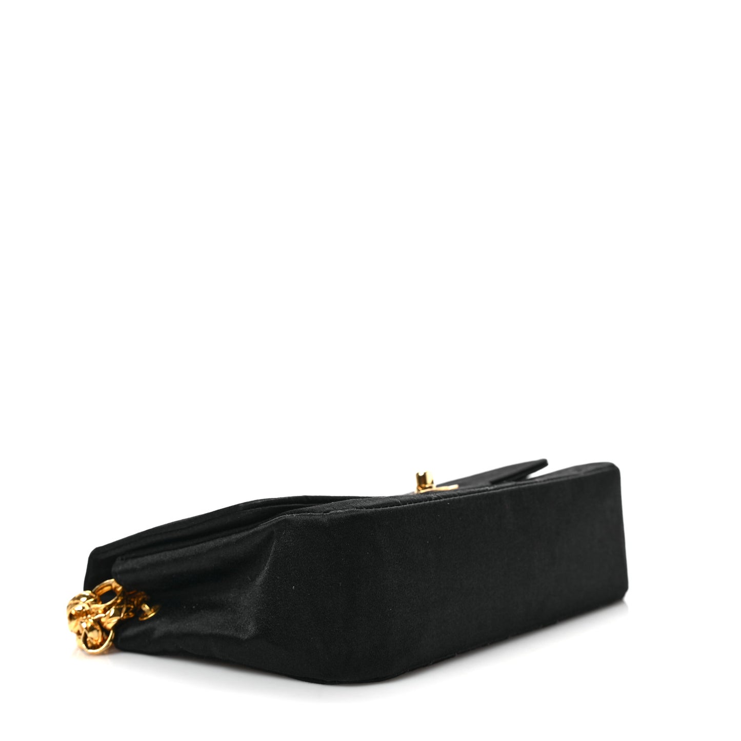 Satin Quilted Mini Flap Black