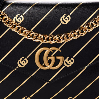 Gucci Calfskin Diagonal GG Medium Thiara Double Envelope Shoulder Bag Black White 8 of 10