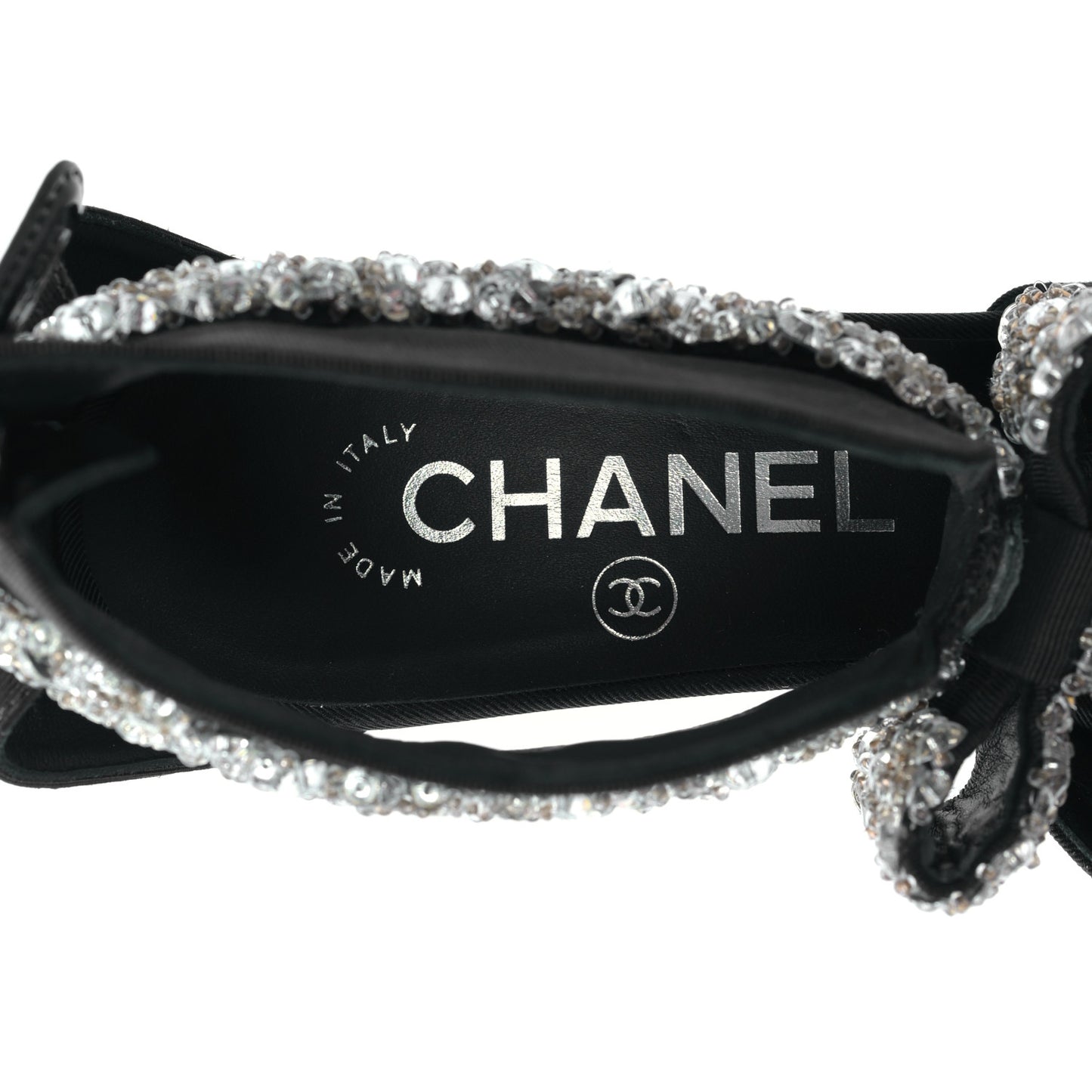 Crosgrain Patent Cap Toe Bow Crystal Pumps 37 Black