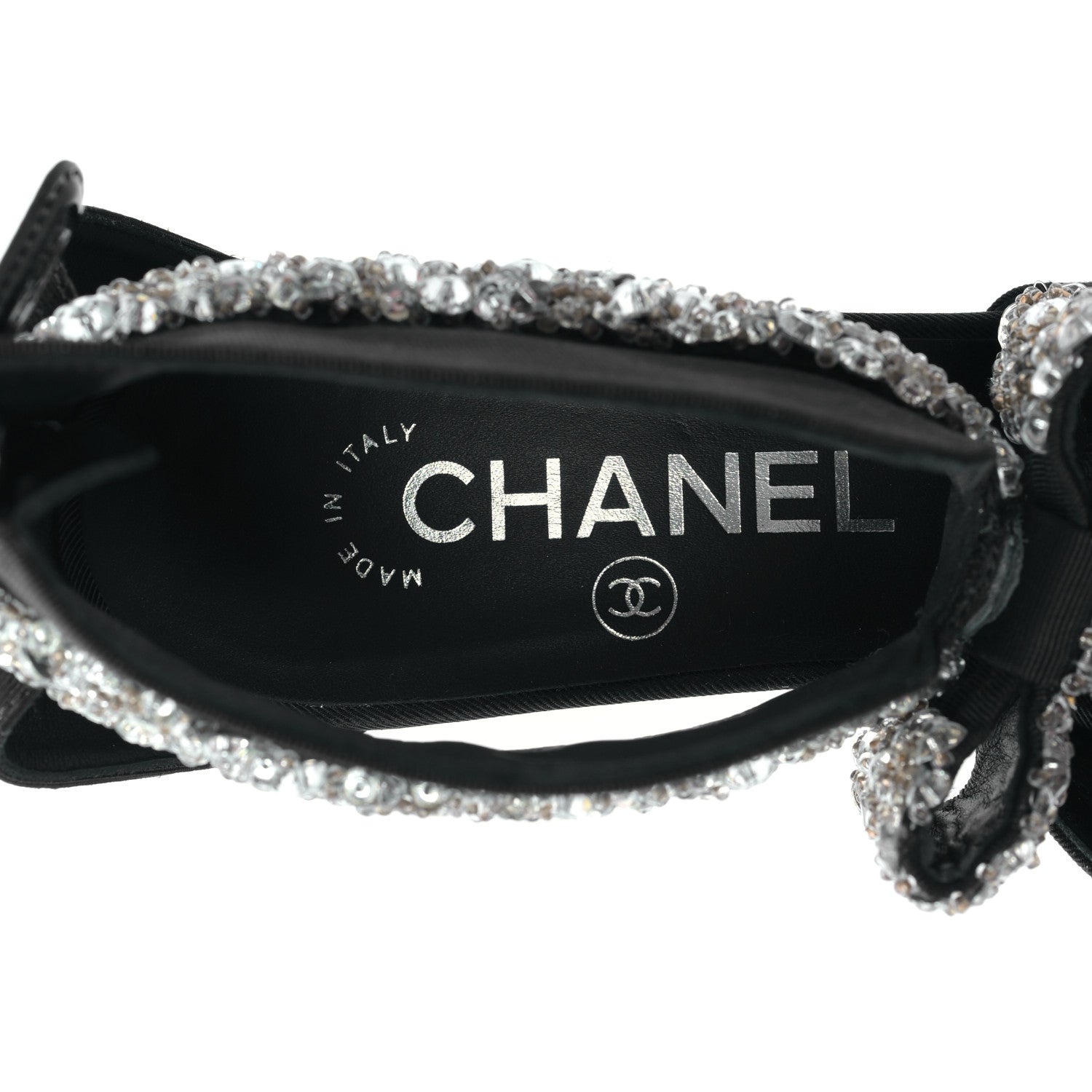 Chanel Crosgrain Patent Cap Toe Bow Crystal Pumps 37 Black 7 of 8