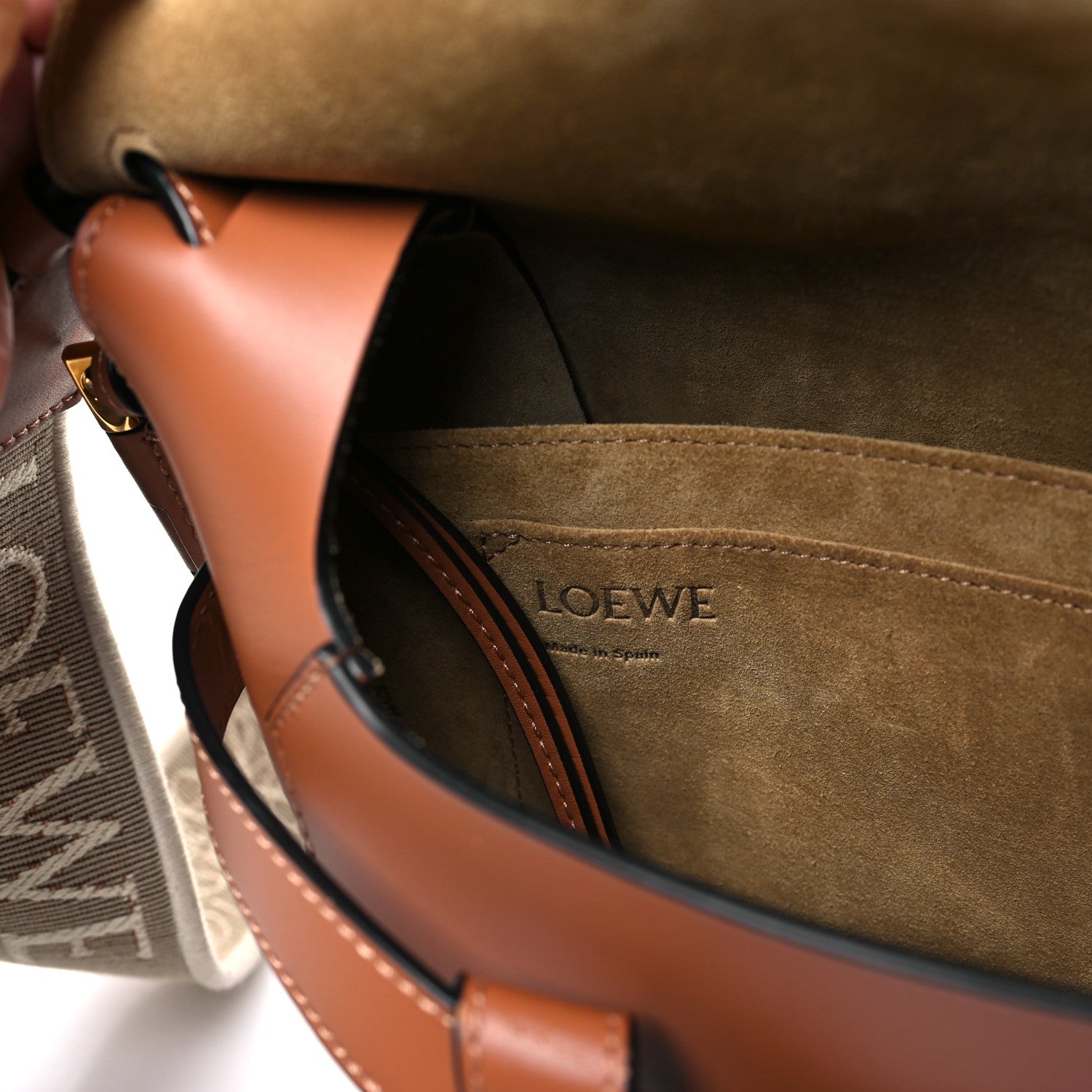 Loewe Calfskin Jacquard Small Gate Dual Bag Tan 6 of 12
