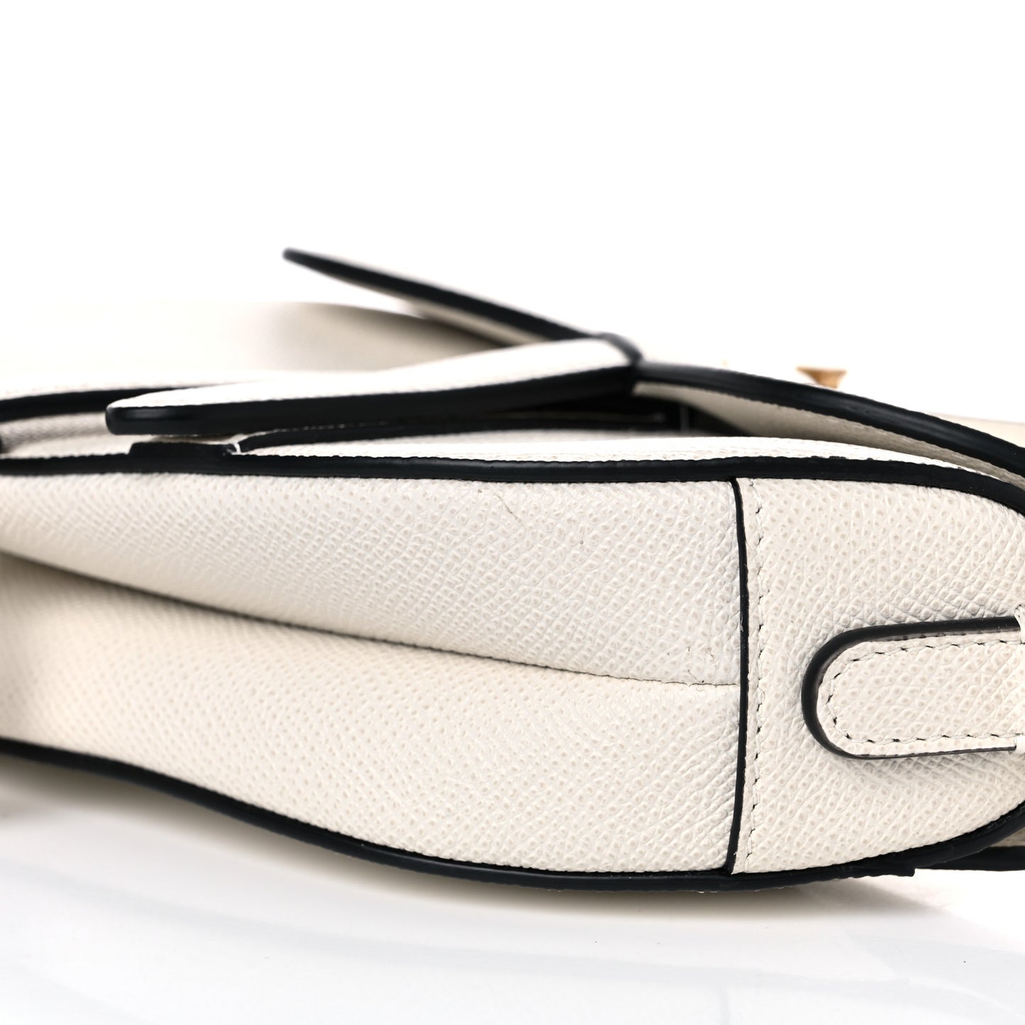 Grained Calfskin Mini Saddle Bag White