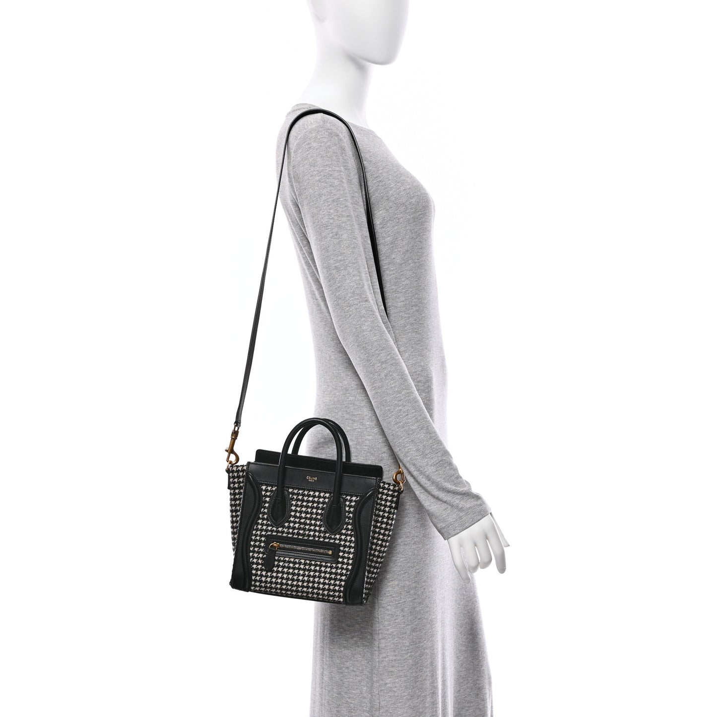 Canvas Calfskin Nano Luggage White Black