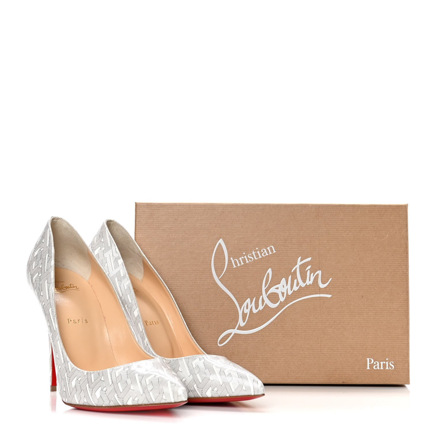 Christian Louboutin Patent Pigalle Follies 100 Pumps 40.5 White Silver 10 of 10