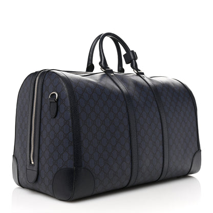 Gucci GG Supreme Monogram Textured Dollar Calfskin Large Savoy Duffle Bag Grey Black Blue 2 of 8