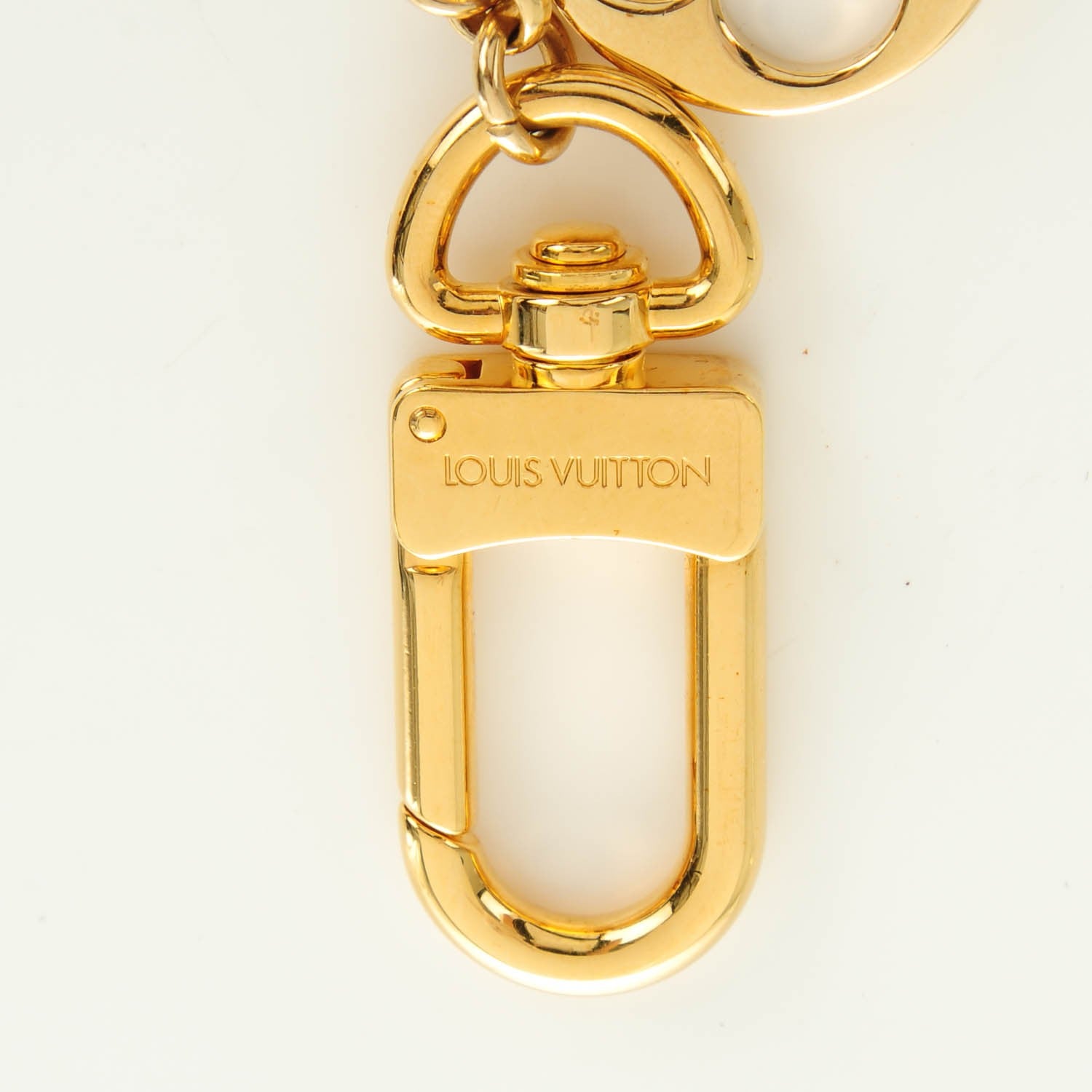 Louis Vuitton Brass Enamel Fleur De Monogram Bag Charm Chain Gold 4 of 5