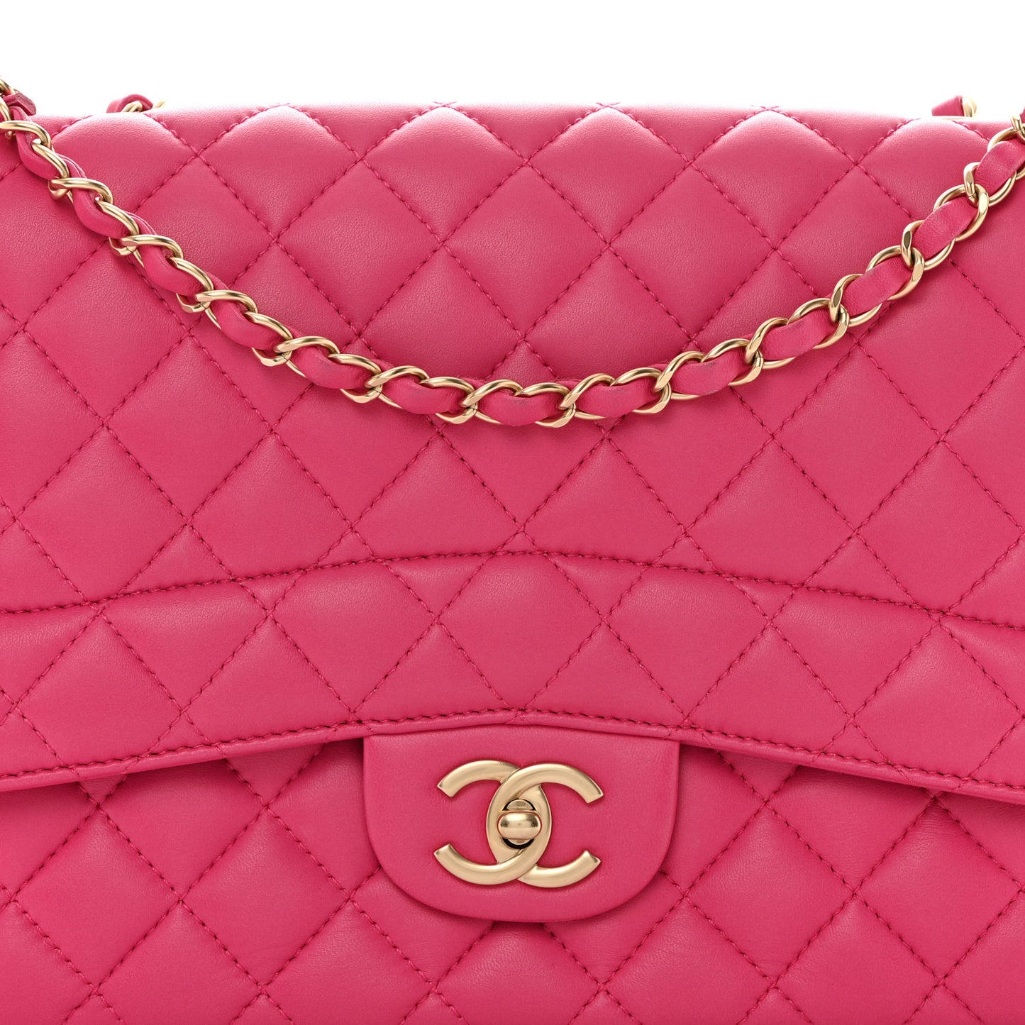 Lambskin Quilted Medium Mademoiselle Chic Flap Fuchsia