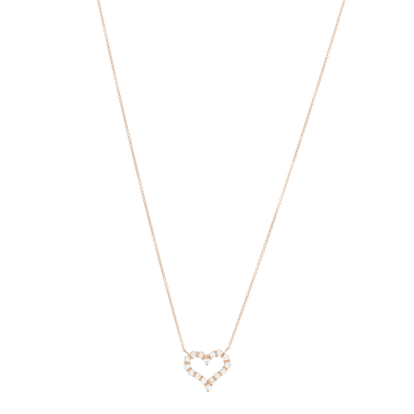 18K Rose Gold Diamond Small Heart Pendant Necklace