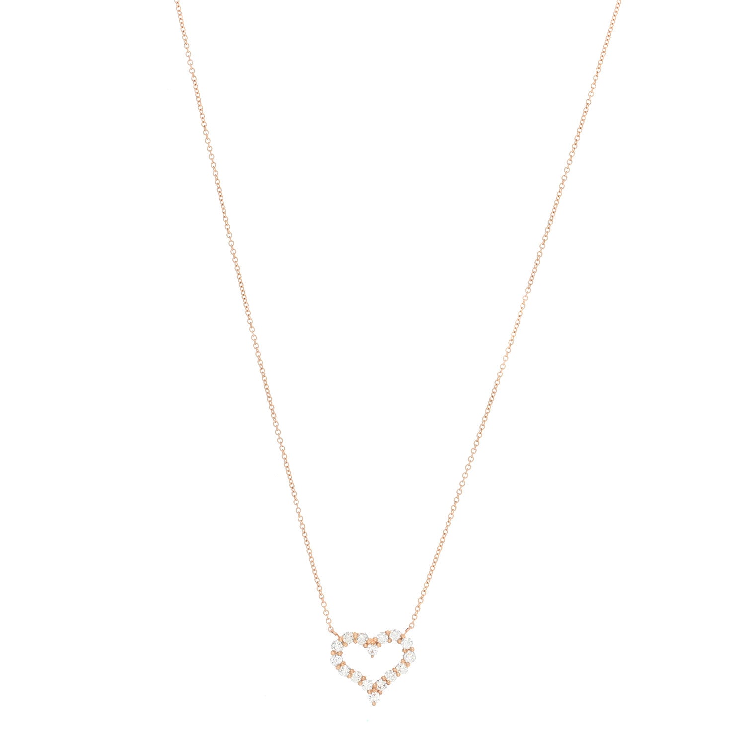 Tiffany 18K Rose Gold Diamond Small Heart Pendant Necklace 1 of 3