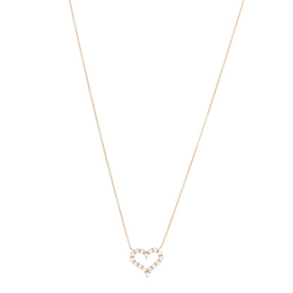 Tiffany 18K Rose Gold Diamond Small Heart Pendant Necklace 1 of 3