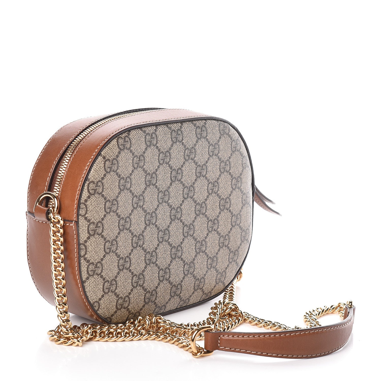 Gucci GG Supreme Monogram Cuoio Toscano Mini Chain Shoulder Bag Beige Ebony Cuir 3 of 10
