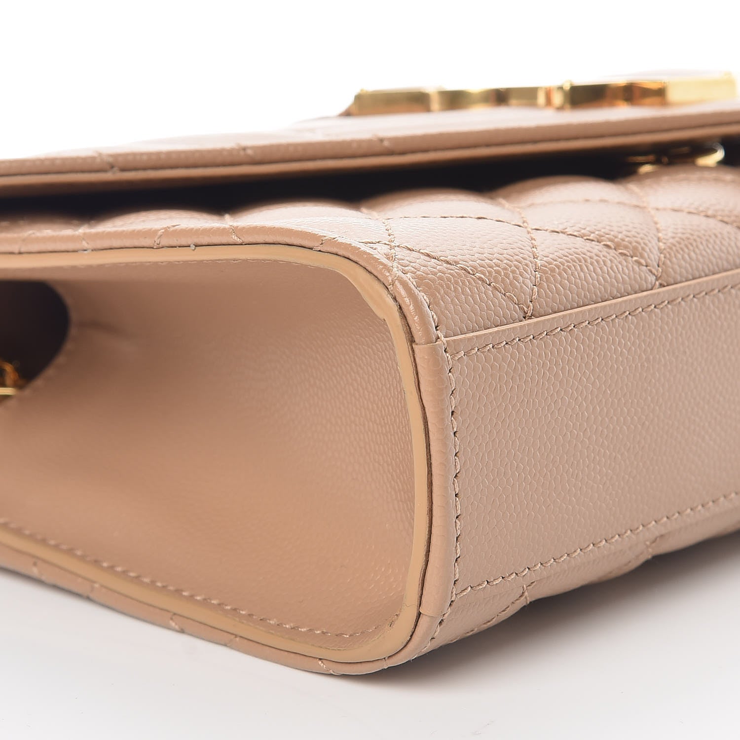 Saint Laurent Grain De Poudre Textured Mixed Matelasse Triquilt Small Monogram Satchel Cork 5 of 8