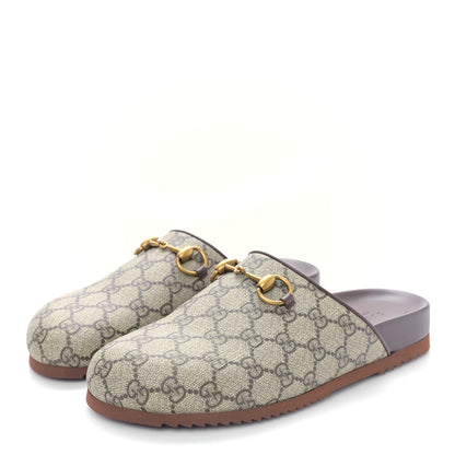 Gucci GG Supreme Monogram Miro Soft Calfskin Womens Horsebit Slippers 39 Beige Ebony New Acero 3 of 9