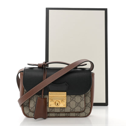 Gucci GG Supreme Monogram New Sakai Lux Calfskin Mini Padlock Flap Pocket Shoulder Bag Beige Ebony Black Cuir 14 of 14