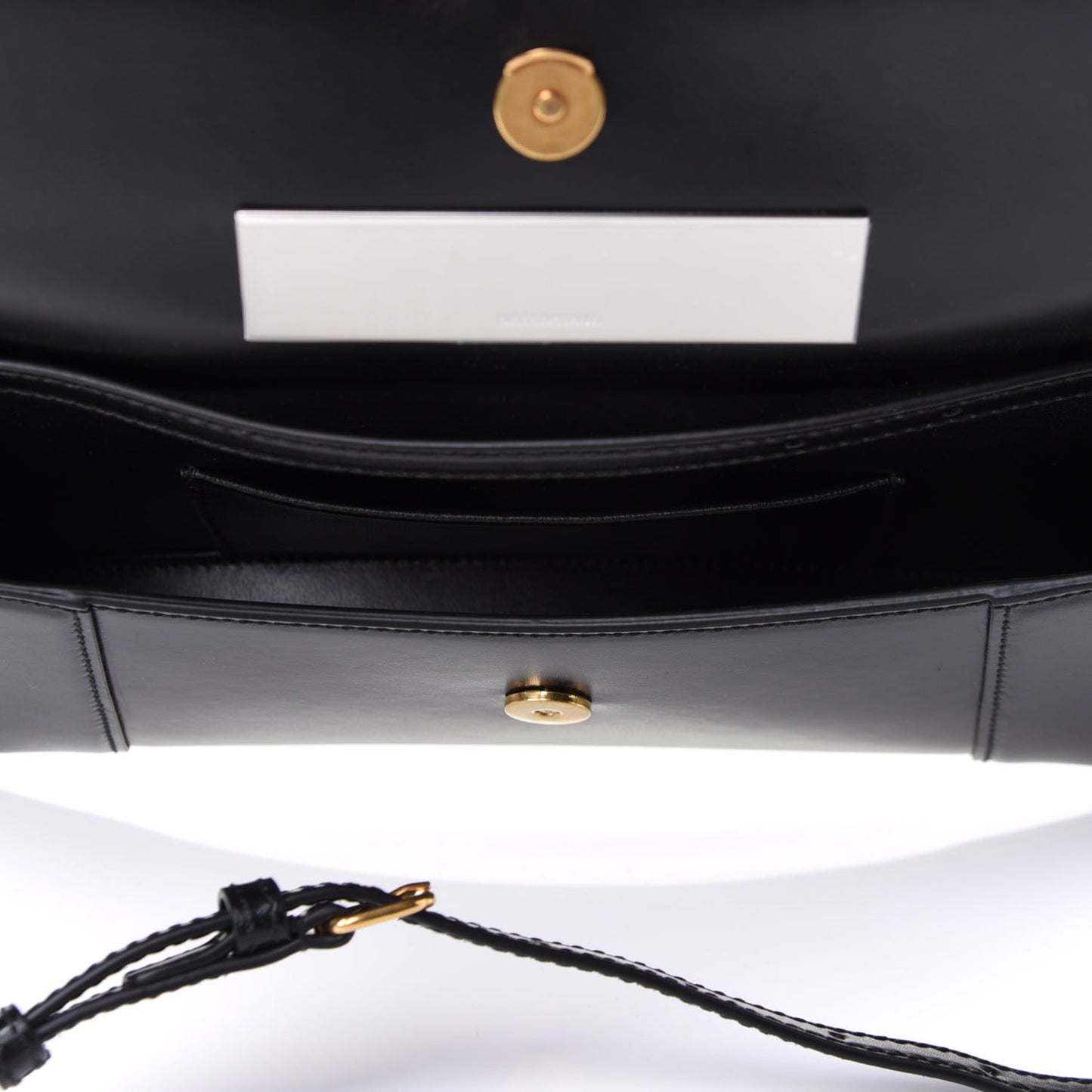 Shiny Box Calfskin Hourglass Stretch Sling Shoulder Bag Black