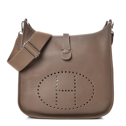 Hermes Taurillon Clemence Evelyne III GM Etoupe 2 of 9