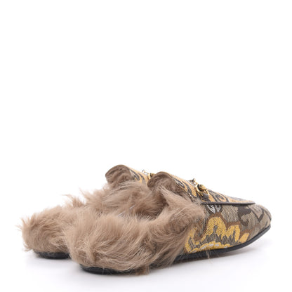 Gucci Brocade Fur Womens Princetown Slippers 38.5 Brown 4 of 8