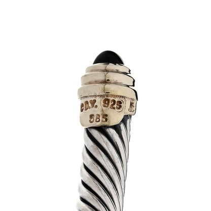 David Yurman Sterling Silver 14K Yellow Gold Black Onyx 5mm Cable Classics Petite Color Bracelet 3 of 3