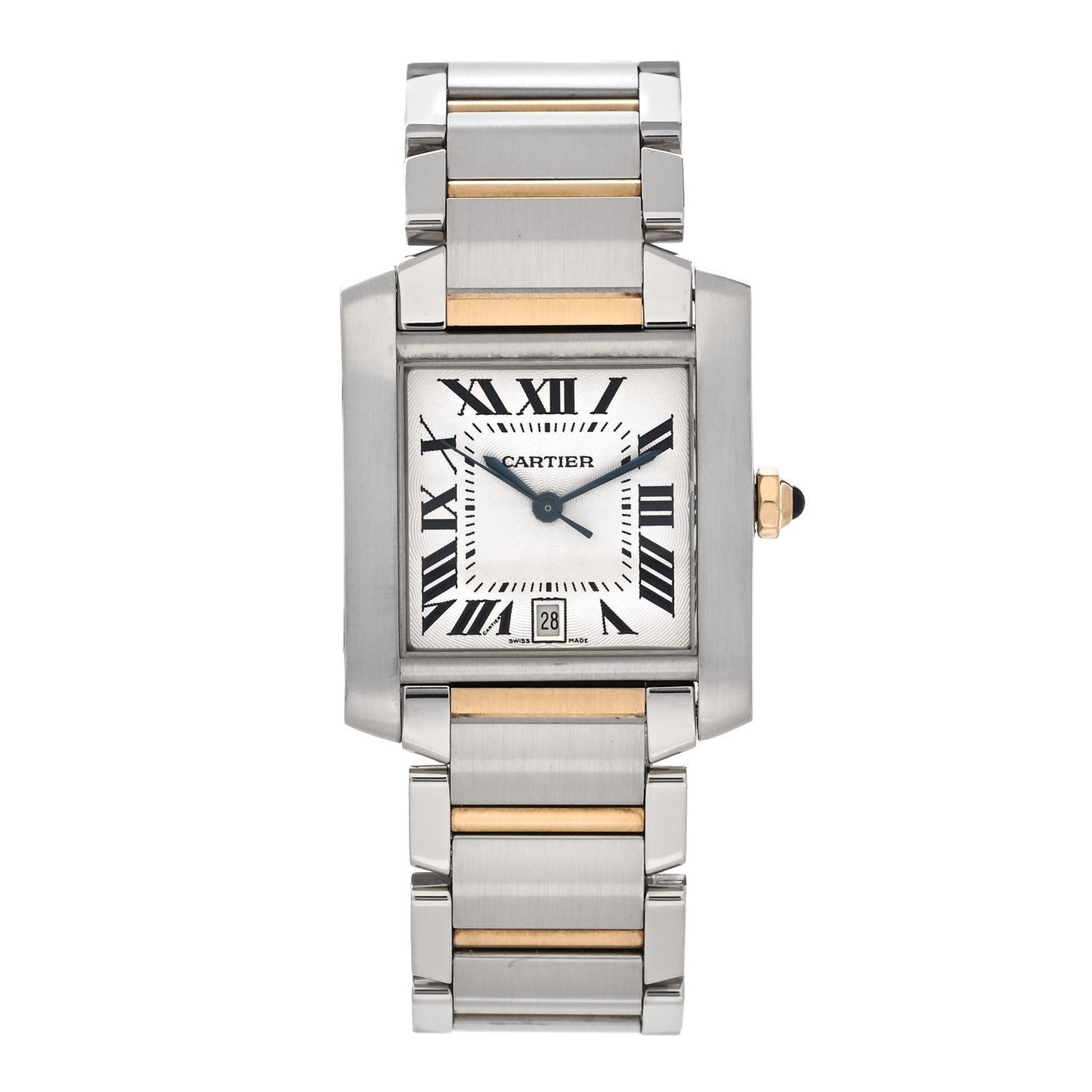 Stainless Steel 18K Yellow Gold 28mm Tank Francaise Automatic Watch
