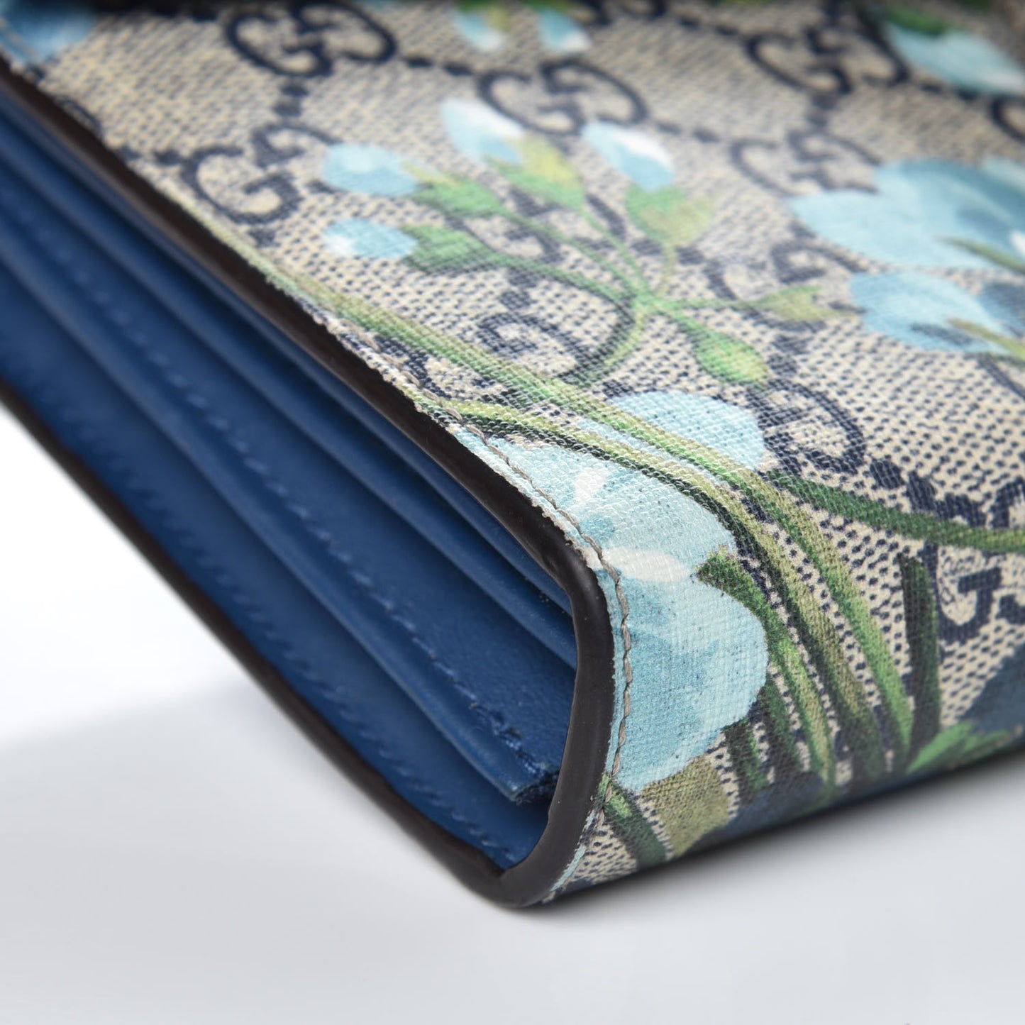 GG Supreme Monogram Blooms Mini Dionysus Chain Wallet Beige Blue Navy Vintage Blue