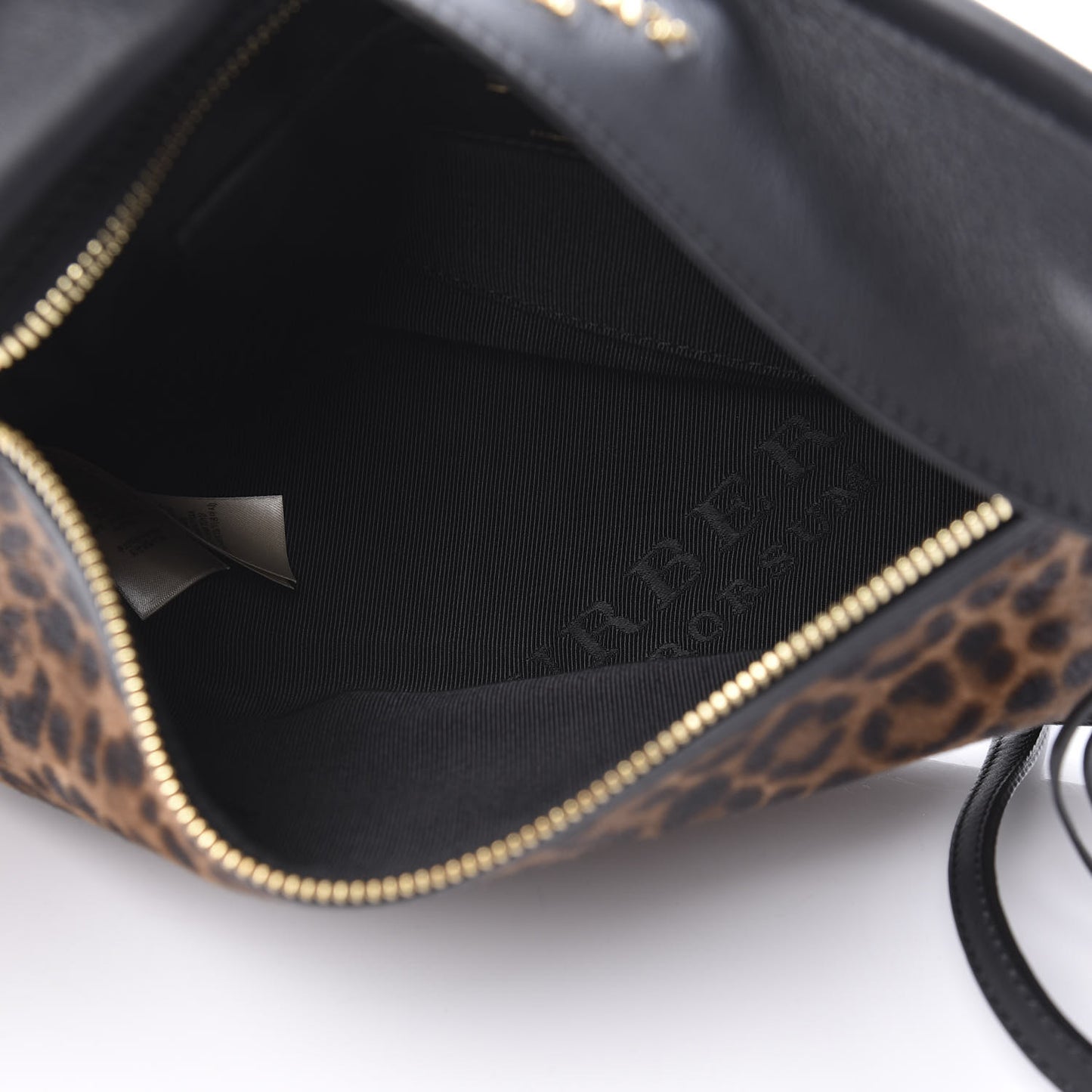 Calf Hair Calfskin Leopard Print Clutch Black