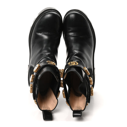 Gucci Calfskin Crystal GG Trip Chelsea Ankle Boots 38 Black 3 of 18