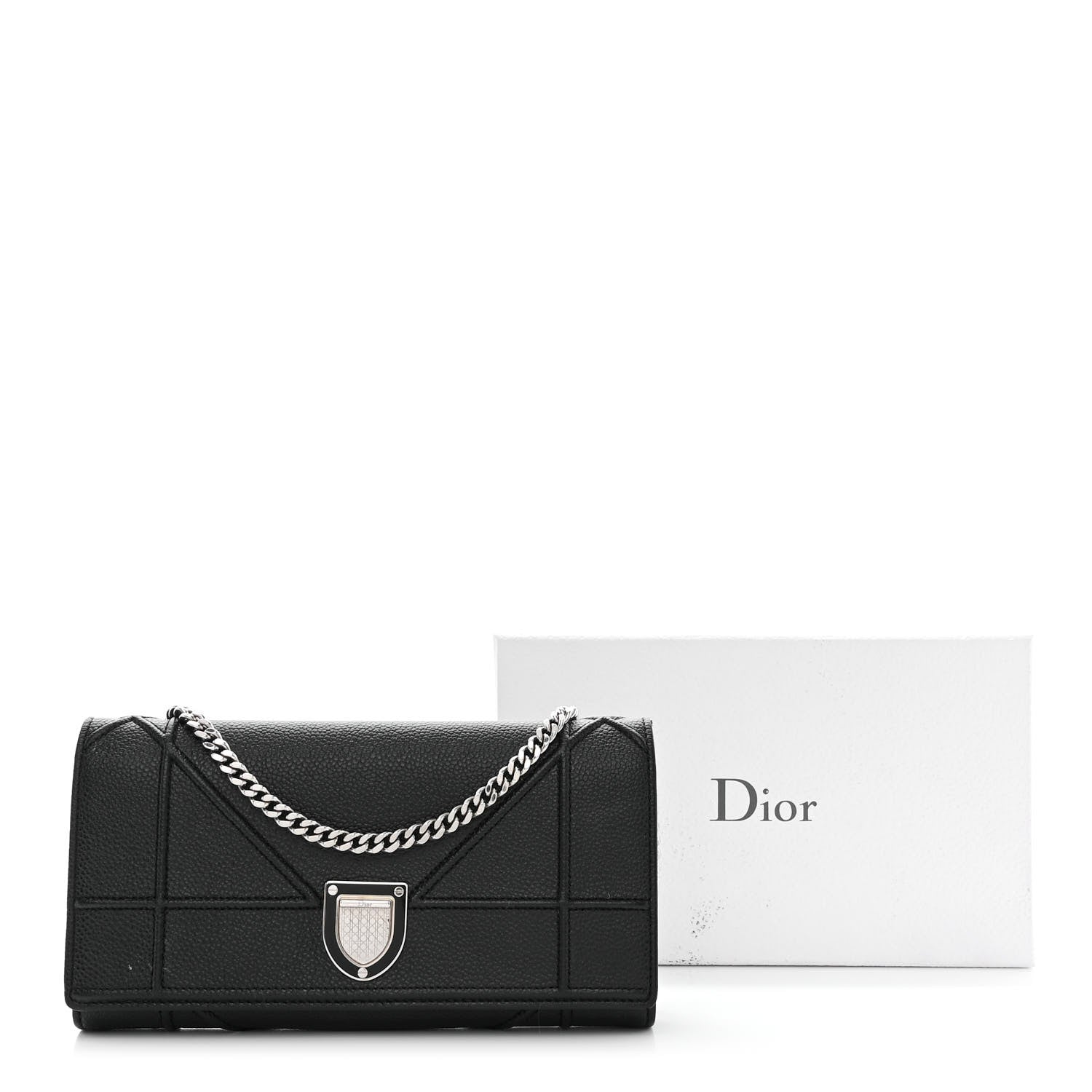 Christian Dior Grained Calfskin Diorama Croisiere Chain Wallet Black 13 of 13