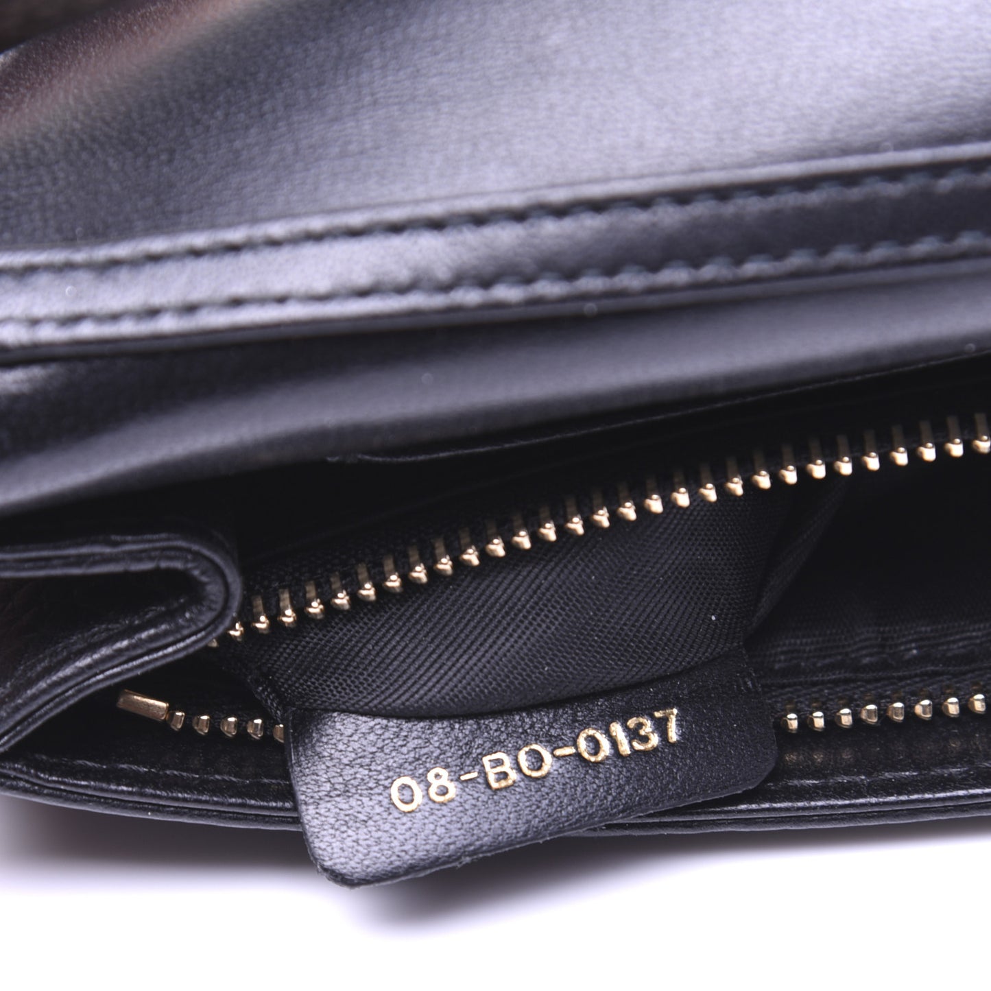 Grained Calfskin Diorama Wallet on Chain Pouch Black