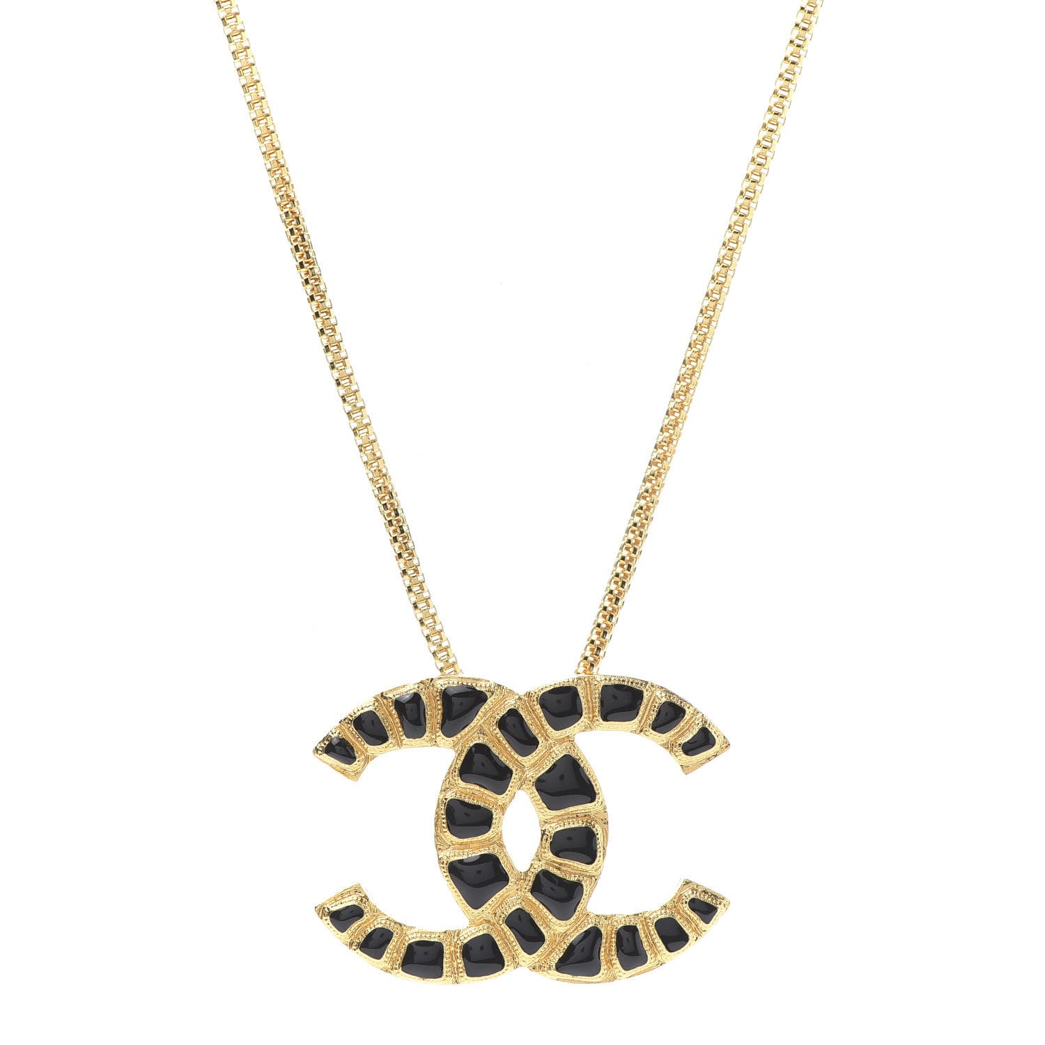 Chanel Resin Along The Nile CC Pendant Necklace Gold Black 1 of 6