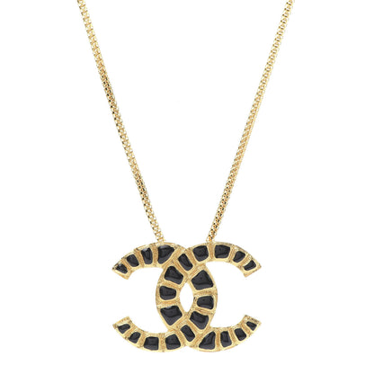 Chanel Resin Along The Nile CC Pendant Necklace Gold Black 1 of 6