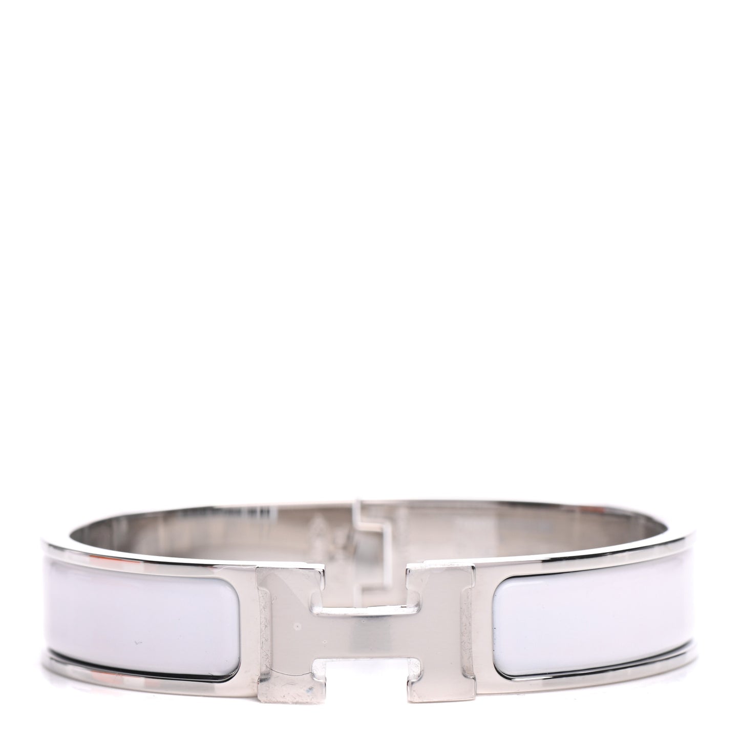 Enamel Narrow Clic Clac H Bracelet PM White