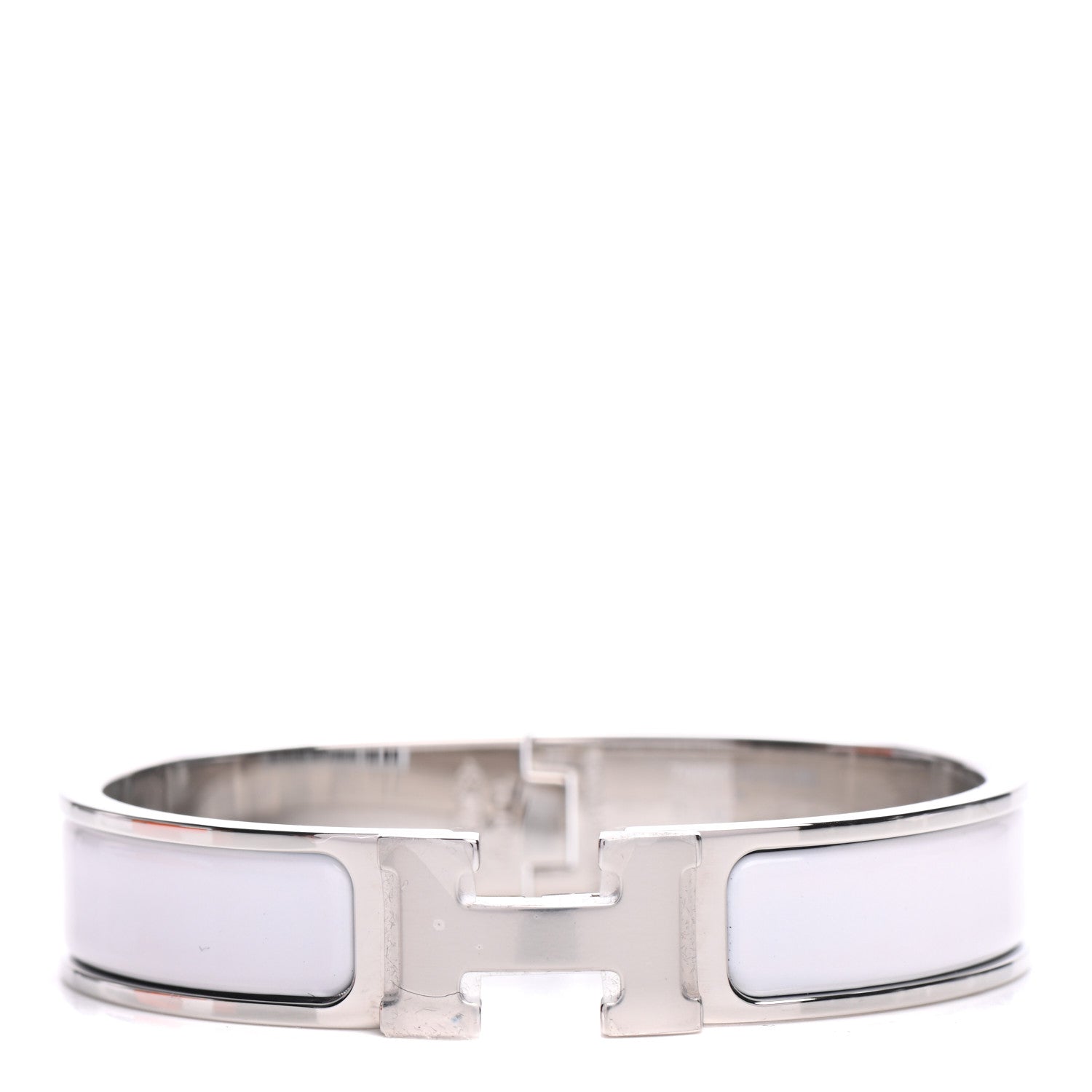 Hermes Enamel Narrow Clic Clac H Bracelet PM White 1 of 6