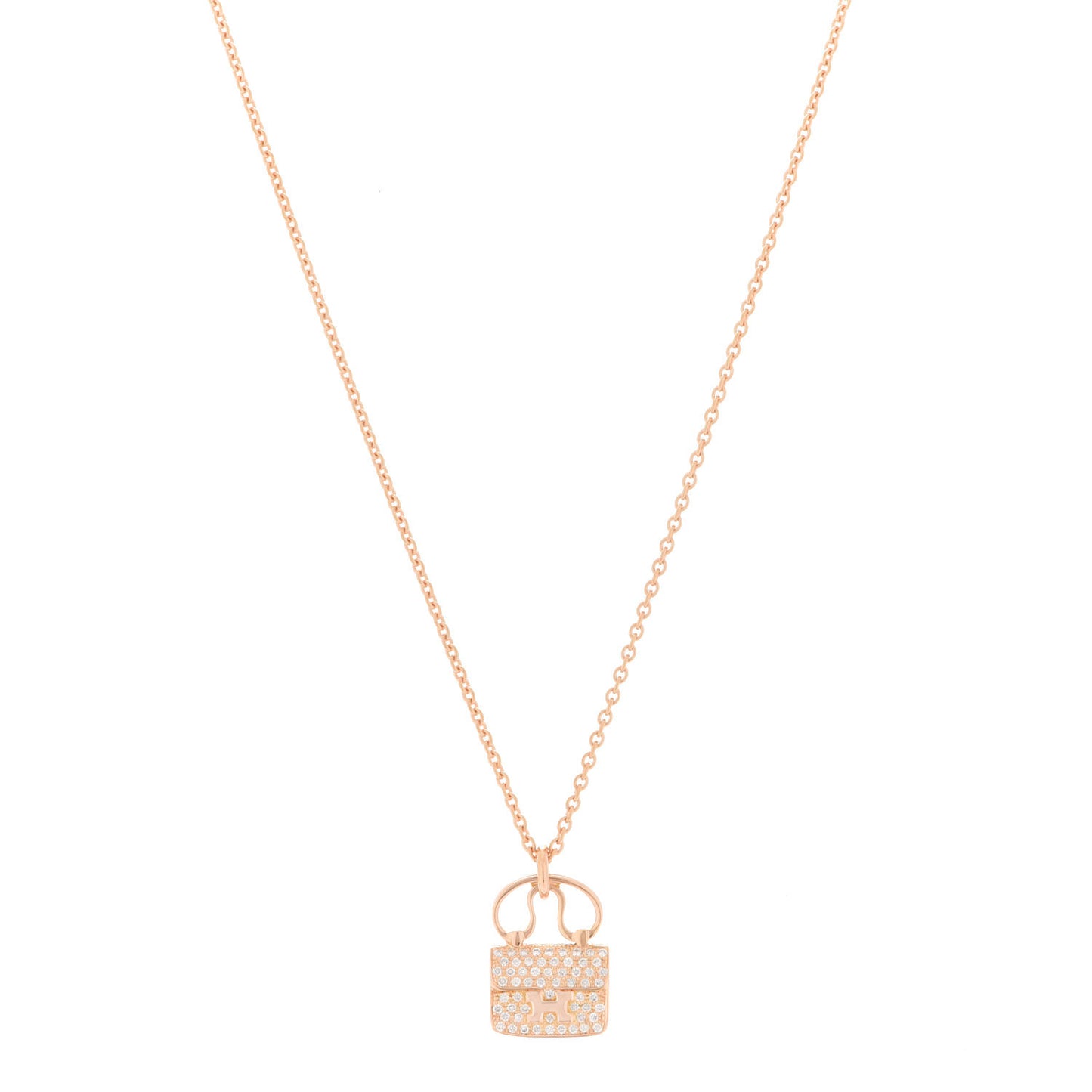 18K Rose Gold Diamond Constance Amulette Pendant Necklace