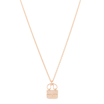 Hermes 18K Rose Gold Diamond Constance Amulette Pendant Necklace 1 of 4
