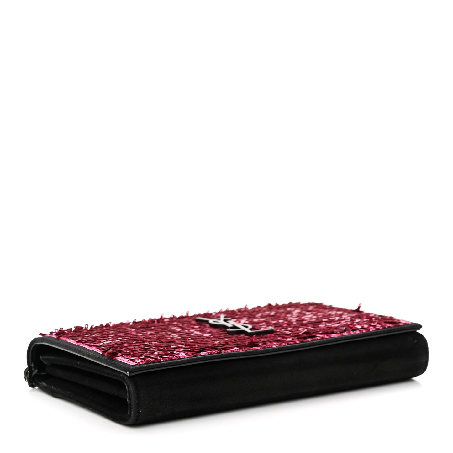Paillette Suede Monogram Kate Chain Wallet Pink Black