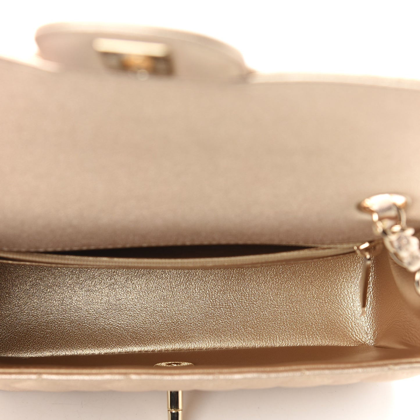 Metallic Lambskin Quilted Mini Rectangular Flap Gold