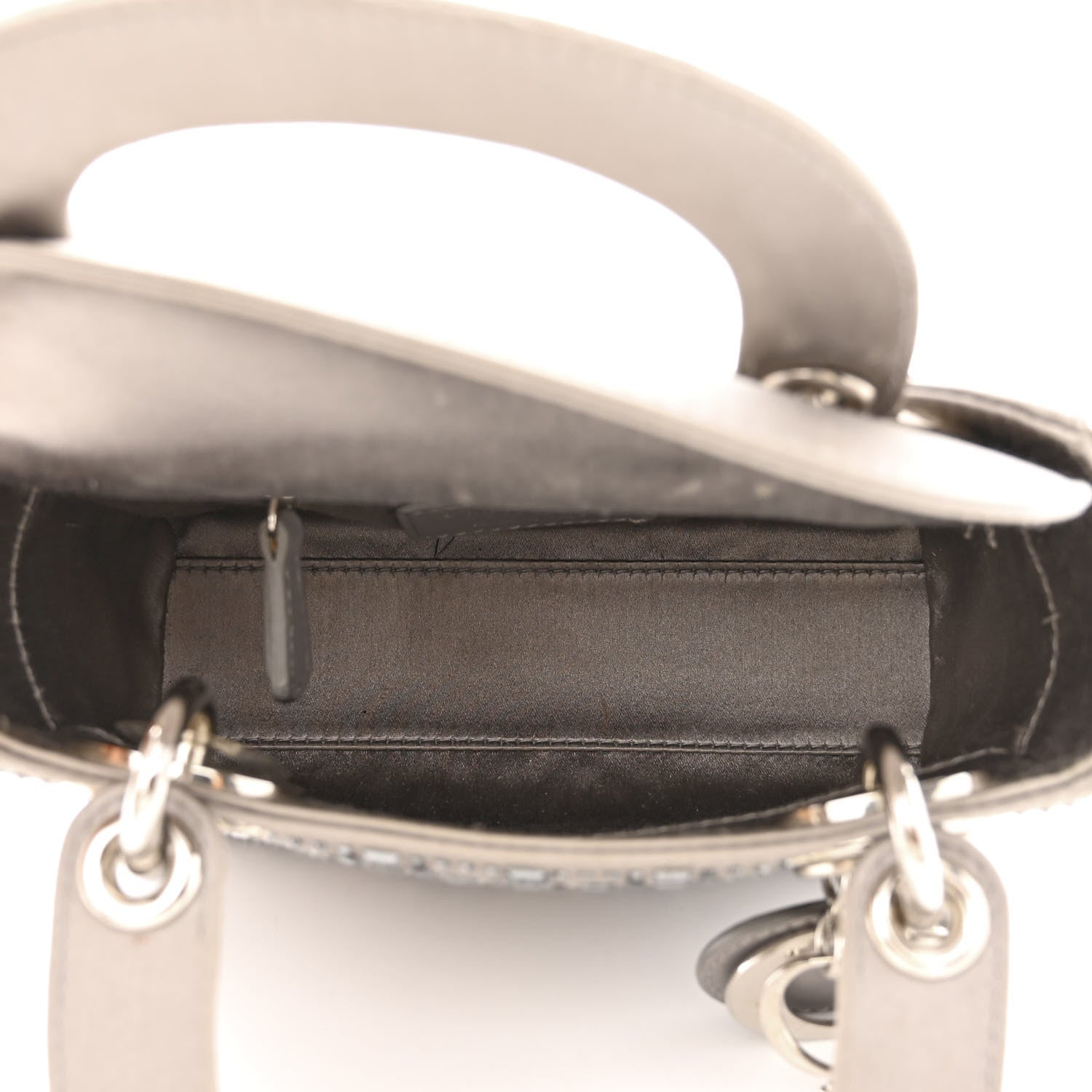 Christian Dior Satin Crystal Cannage Mini Lady Dior Gray 5 of 16